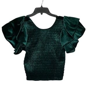 NWT Evolutionary Ruffle‎ Sleeve Top Elegant Green Size XL